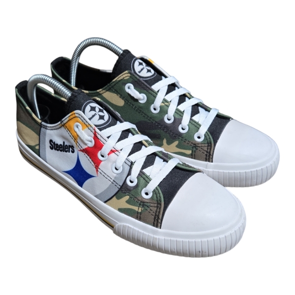 FOCO PITTSBURGH STEELERS NFL  CAMO LOW TOP CANVAS SHOES Women’s Size 10 - Picture 1 of 8